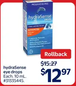 Walmart hydraSense eye drops offer