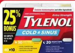 Walmart Tylenol Cold & Sinus 50s offer