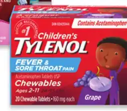 Walmart Children's Tylenol Fever and Sore Throat Pain Chewables 20s offer
