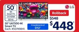 Walmart 50 UA7500 4K Smart TV offer