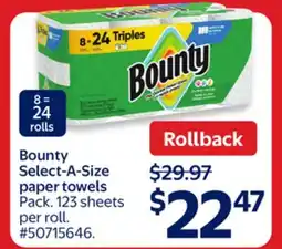Walmart Bounty Select-A-Size paper towels offer
