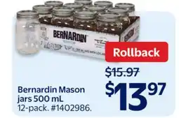 Walmart Bernardin Mason jars 500 mL offer