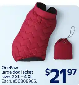 Walmart OnePaw large dog jacket sizes 2 XL - 4 XL offer