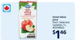 Walmart Great Value juice offer