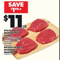 Independent Grocer EYE OF ROUND MARINATING STEAK offer