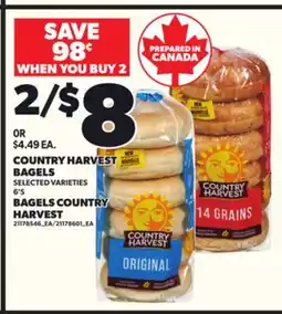 Independent Grocer COUNTRY HARVEST BAGELS, 6'S offer