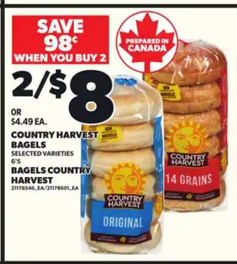 Independent Grocer COUNTRY HARVEST BAGELS, 6'S offer