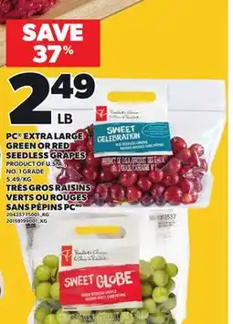 Independent Grocer PC EXTRA LARGE GREEN OR RED SEEDLESS GRAPES offer