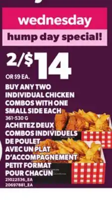 Independent Grocer INDIVIDUAL CHICKEN COMBOS WITH ONE SMALL SIDE EACH, 361-530 G offer