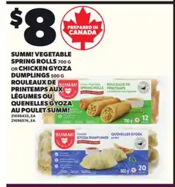 Independent Grocer SUMM! VEGETABLE SPRING ROLLS, 700 G OR CHICKEN GYOZA DUMPLINGS, 500 G offer