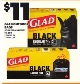 Loblaws GLAD OUTDOOR BAGS, 10-40'S offer