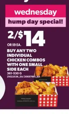 Loblaws INDIVIDUAL CHICKEN COMBOS WITH ONE SMALL SIDE EACH, 361-530 G offer