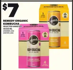 Loblaws REMEDY ORGANIC KOMBUCHA, 4X355 ML offer