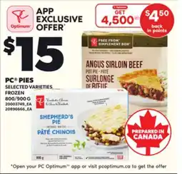 Loblaws PC PIES, 800/900 G offer