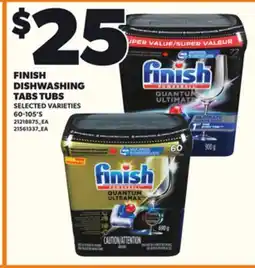 Loblaws FINISH DISHWASHING TABS TUBS, 60-105'S offer