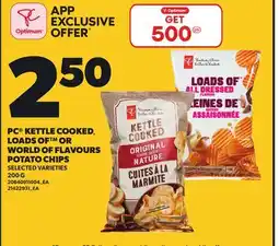 Loblaws PC KETTLE COOKED,, LOADS OF OR WORLD OF FLAVOURS POTATO CHIPS, 200 G offer