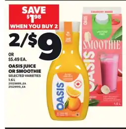 Loblaws OASIS JUICE OR SMOOTHIE, 1.6 L offer
