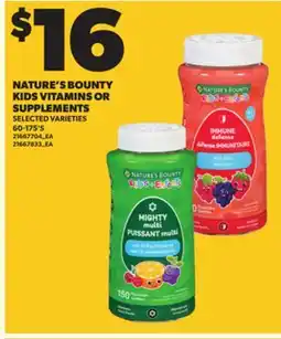 Loblaws NATURE'S BOUNTY KIDS VITAMINS OR SUPPLEMENTS, 60-175'S offer