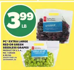 Loblaws PC EXTRA LARGE RED OR GREEN SEEDLESS GRAPES offer