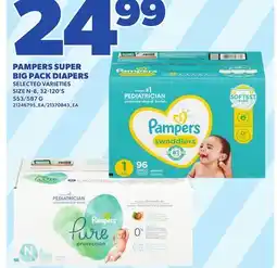 Loblaws PAMPERS SUPER BIG PACK DIAPERS, SIZE N-8, 32-120'S 553/587 G offer