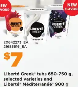 Loblaws LIBERTÉ GREEK TUBS, 650-750 G, SELECTED VARIETIES AND LIBERTÉ MÉDITERRANÉE , 900 G offer