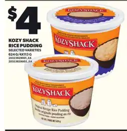 Loblaws KOZY SHACK RICE PUDDING, 624 G/4X113 G offer