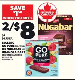 Loblaws LECLERC GO PURE, 140–175 G OR NUGABAR, 175 G GRANOLA BARS offer