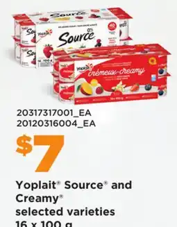 Loblaws YOPLAIT SOURCE AND CREAMY , 16 x 100 G offer