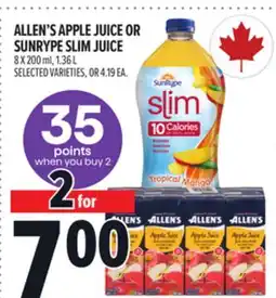 Metro ALLEN'S APPLE JUICE OR SUNRYPE SLIM JUICE offer