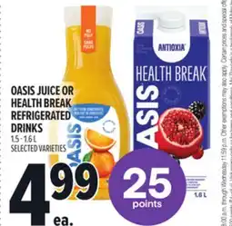 Metro OASIS JUICE OR HEALTH BREAK REFRIGERATED DRINKS offer