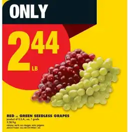 No Frills RED or GREEN SEEDLESS GRAPES offer