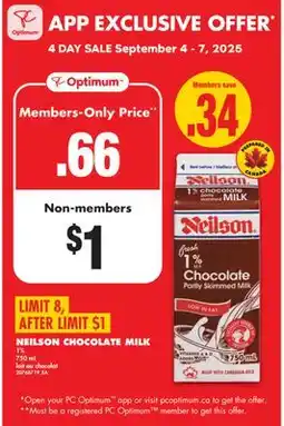 No Frills NEILSON CHOCOLATE MILK 1%, 750 mL offer