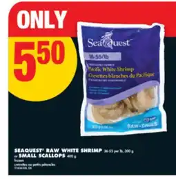 No Frills SEAQUEST RAW WHITE SHRIMP, 36-55 per lb, 300 g or SMALL SCALLOPS, 400 g offer