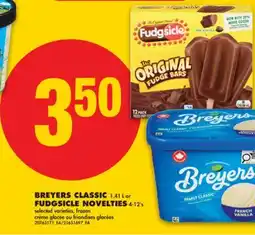 No Frills BREYERS CLASSIC, 1.41 L OR FUDGSICLE NOVELTIES, 4-12'S offer