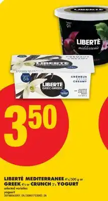No Frills LIBERTÉ MEDITERRANEE, 4's/500 g or GREEK CRUNCH, 2's offer