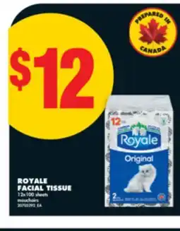 No Frills ROYALE FACIAL TISSUE, 12x100 sheets offer