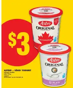 No Frills ASTRO or iÖGO YOGURT, 650/750 g offer