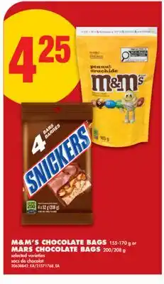 No Frills M & M'S CHOCOLATE BAGS, 155-170 g or MARS CHOCOLATE BAGS, 200/208 g offer