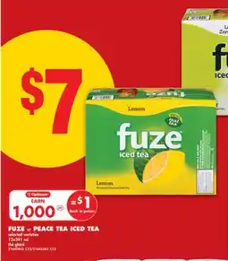 No Frills FUZE or PEACE TEA ICED TEA, 12x341 mL offer