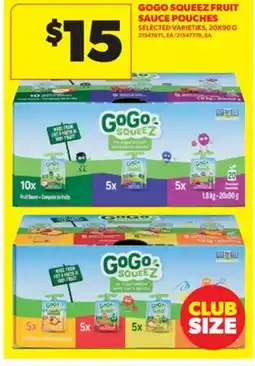 Real Canadian Superstore GOGO SQUEEZ FRUIT SAUCE POUCHES, 20X90 G offer