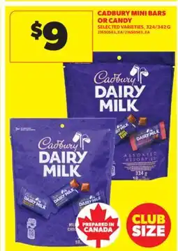 Real Canadian Superstore CADBURY MINI BARS OR CANDY, 324/342 G offer