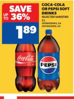 Real Canadian Superstore COCA-COLA OR PEPSI SOFT DRINKS, 2 L offer