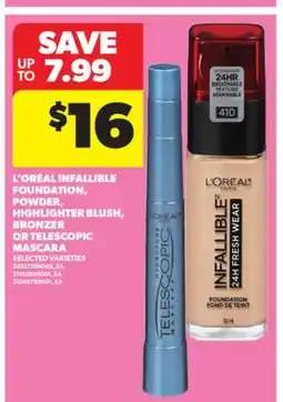 Real Canadian Superstore L' ORÉAL INFALLIBLE FOUNDATION, POWDER, HIGHLIGHTER BLUSH, BRONZER OR TELESCOPIC MASCARA offer