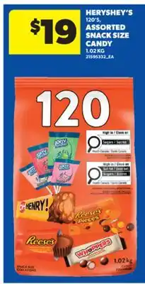 Real Canadian Superstore HERSHEY'S, 120' S, ASSORTED SNACK SIZE CANDY, 1.02 KG offer