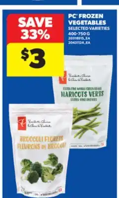 Real Canadian Superstore PC FROZEN VEGETABLES, 400-750 G offer