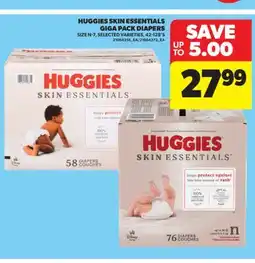 Real Canadian Superstore HUGGIES SKIN ESSENTIALS GIGA PACK DIAPERS, SIZE N - 7, 42-128' S offer