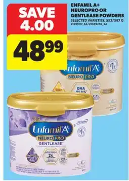 Real Canadian Superstore ENFAMIL A + NEUROPRO OR GENTLEASE POWDERS, 553/587 G offer
