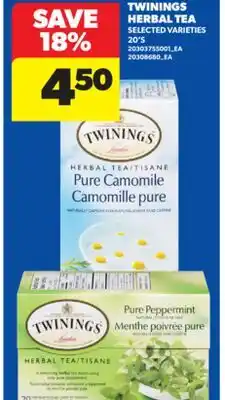 Real Canadian Superstore TWININGS HERBAL TEA, 20' S offer