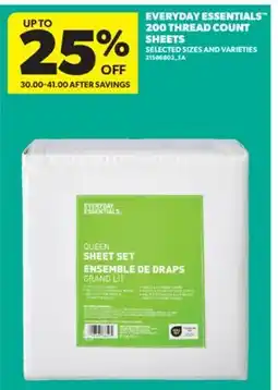 Real Canadian Superstore EVERYDAY ESSENTIALS 200 THREAD COUNT SHEETS offer