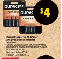 Real Canadian Superstore DURACELL COPPERTOP AA (8' S) OR AAA (4' S) ALKALINE BATTERIES offer